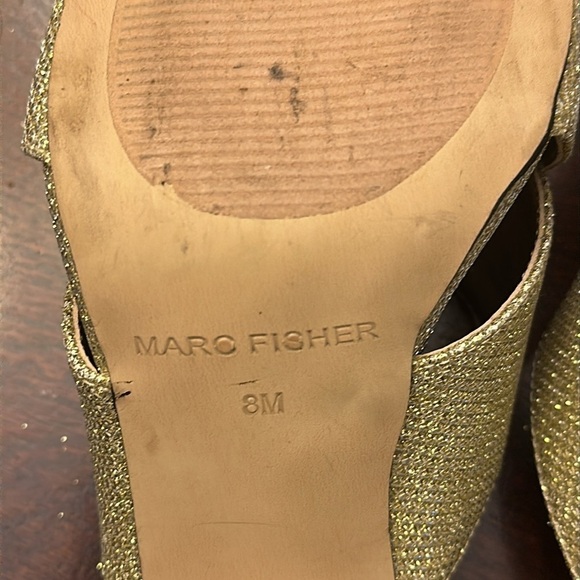 Marc Fisher Gold Metalic Slip-On Heels Sandals NWOB Sz 8 Party Date Metalic Chic - Picture 8 of 8